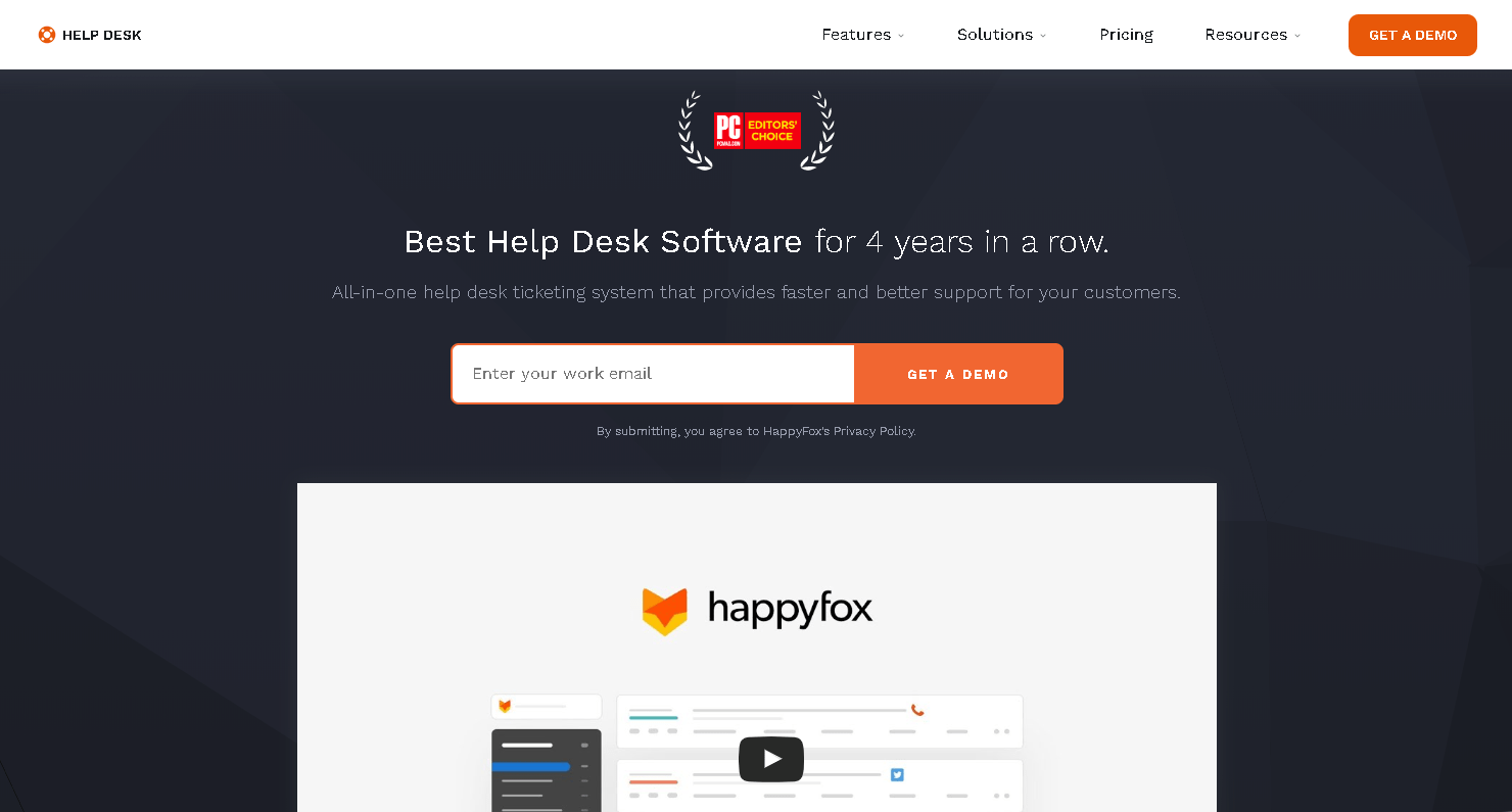 Página de inicio de HappyFox
