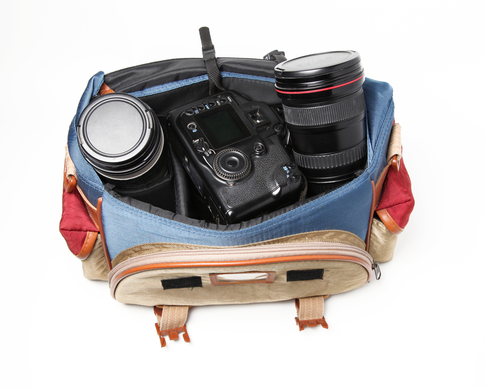 camera in a travel bag