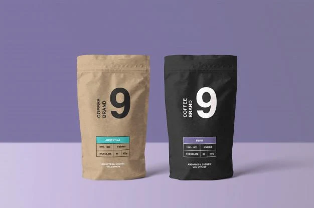 Paper coffee bag mockup Premium Psd