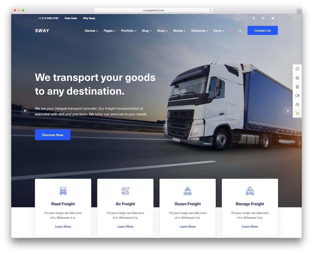 tema de wordpress de logística de transporte de balanceo