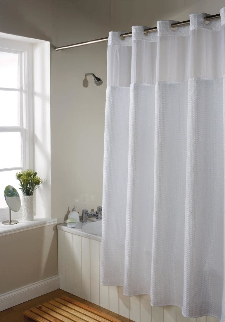 Mẫu rèm phòng tắm trơn thiết kế đơn giản, không thấm nước, màu sắc nhã nhặn