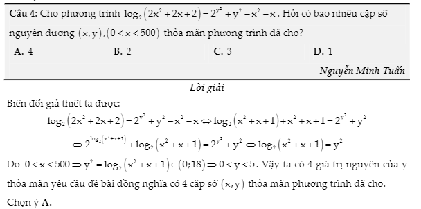 Ví dụ hàm đặc trưng - vận dụng cao logarit