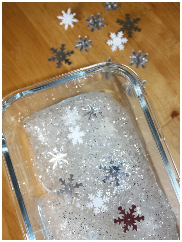 Winter Snowflake homemade slime with snowflakes