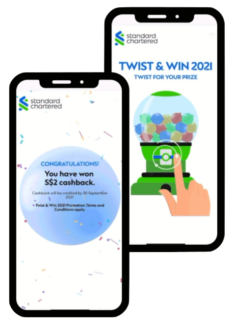 Gamification in Banking Example - SCB Bank Twist and Win Prize