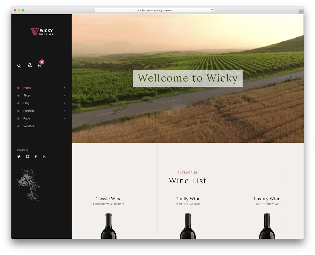 tema de wordpress vino wicky