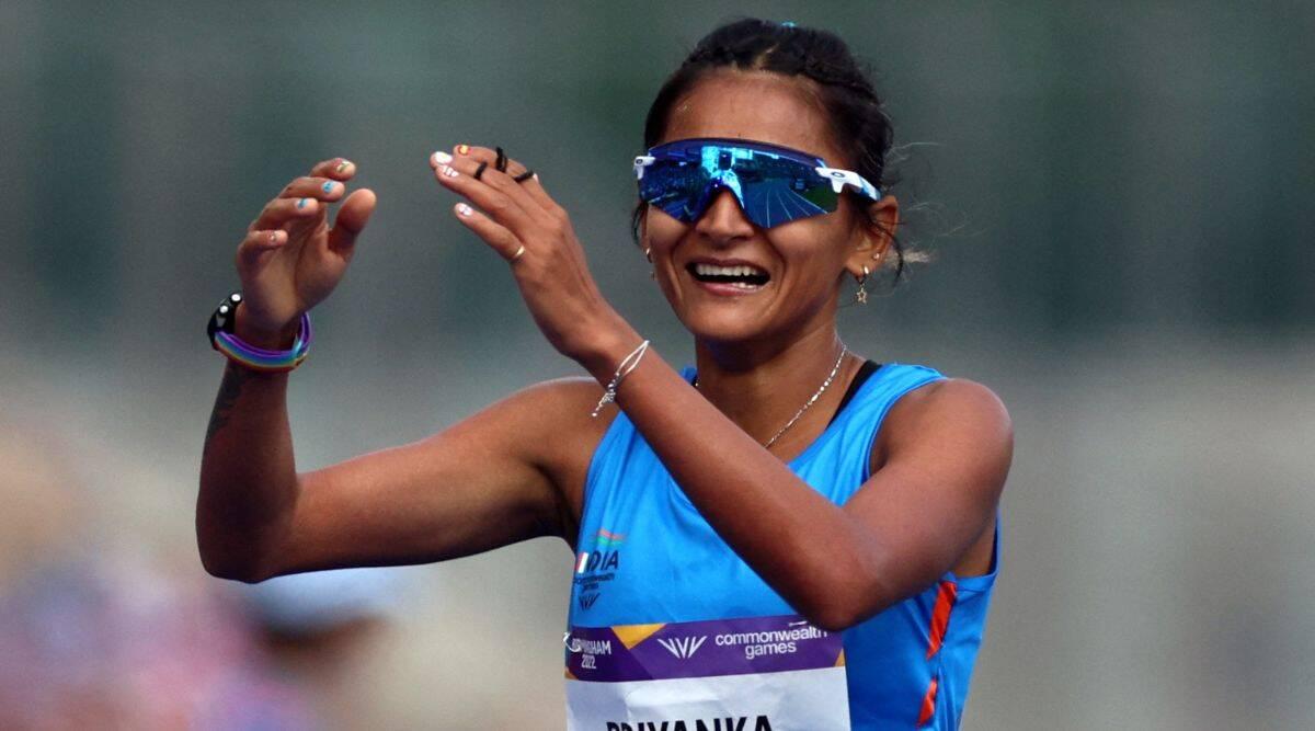 Priyanka Goswami set a new national record and won silver in 10km race walk