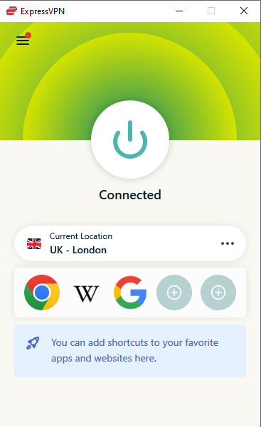 ExpressVPN connection on a Windows PC