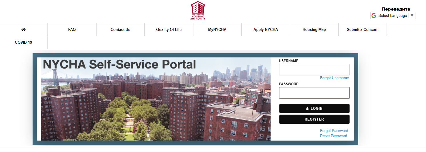 NYCHA Self Service Portal Login