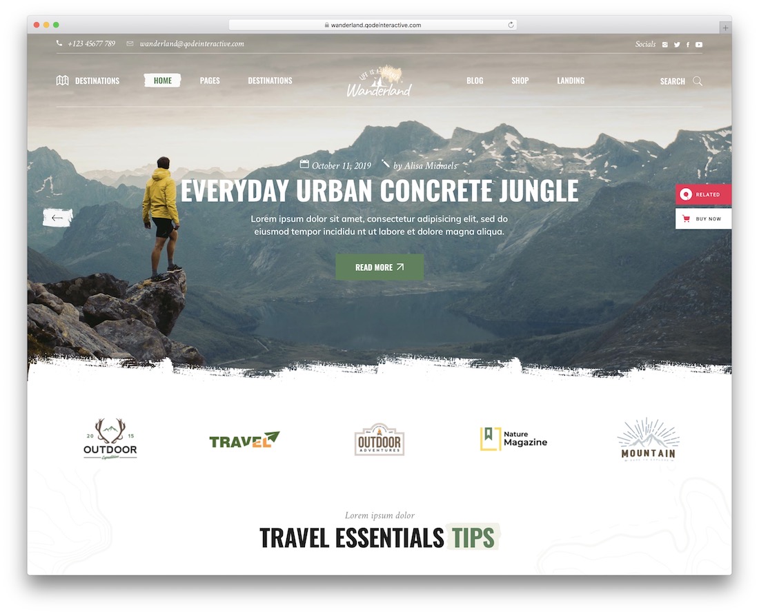 tema de viaje de wordpress de wanderland