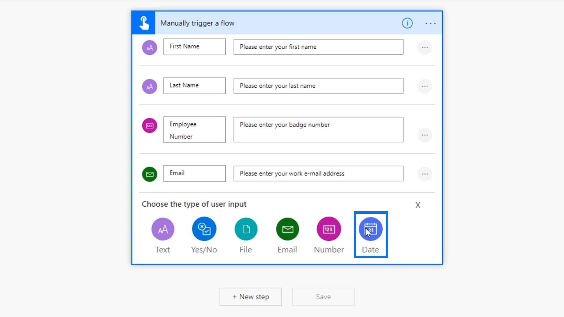 Workflow inputs