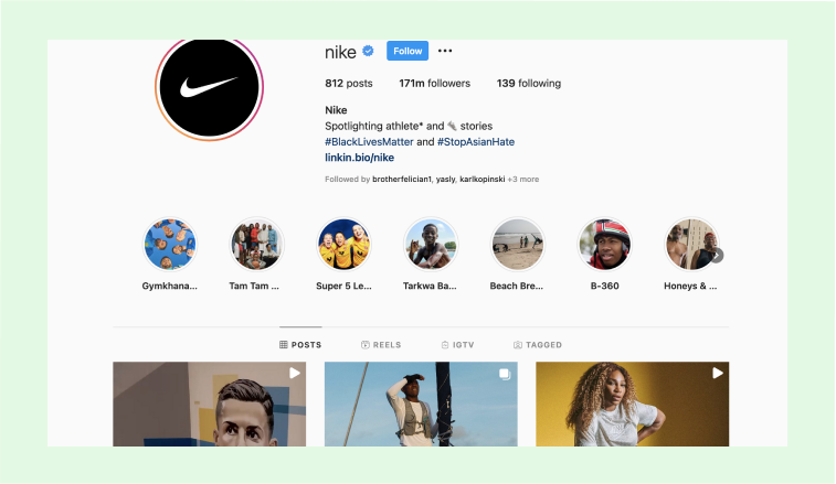profilo instagram nike
