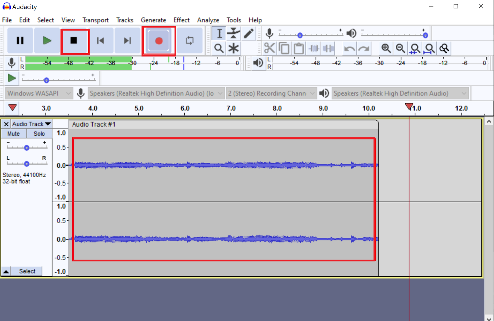 The operation interface of Audacity.