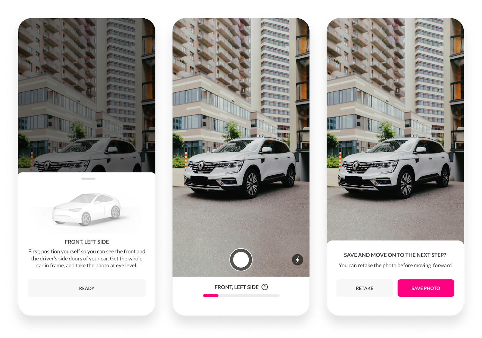 different angles photos of your car for insurance with Lemonade app