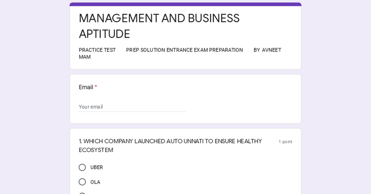 Business Aptitude Test