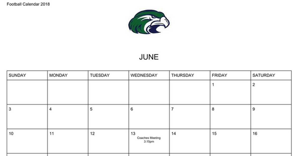 Football Calendar 2018 Google Docs