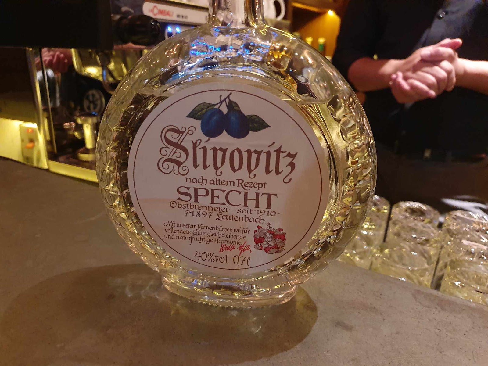 blue plum Slivovitz at Schnitzel & Schnaps