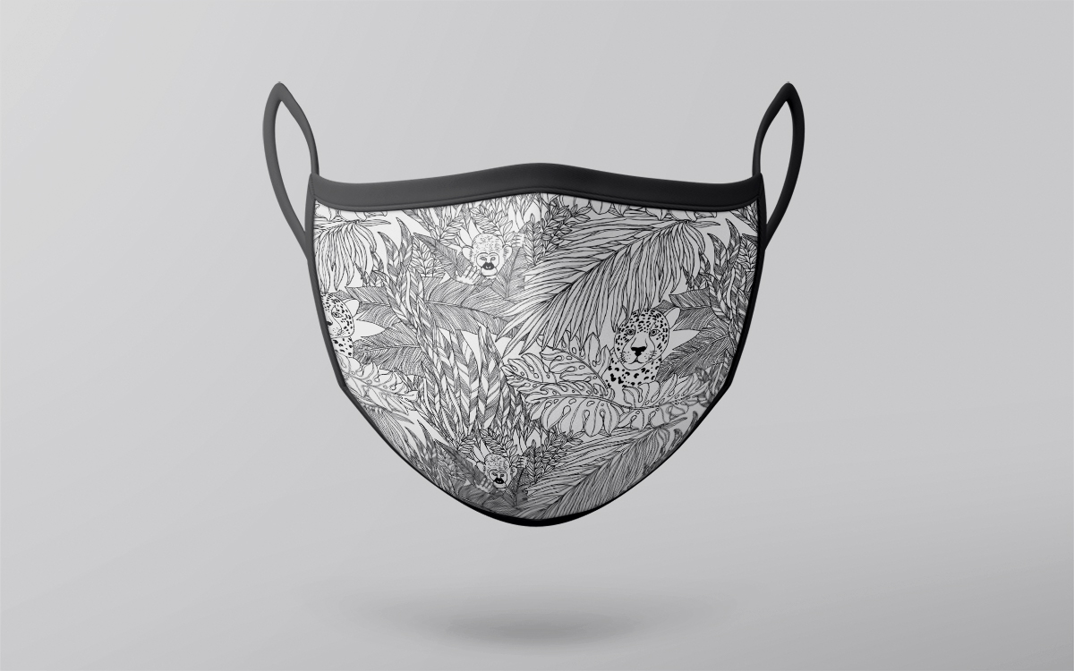 black and white jungle mask design