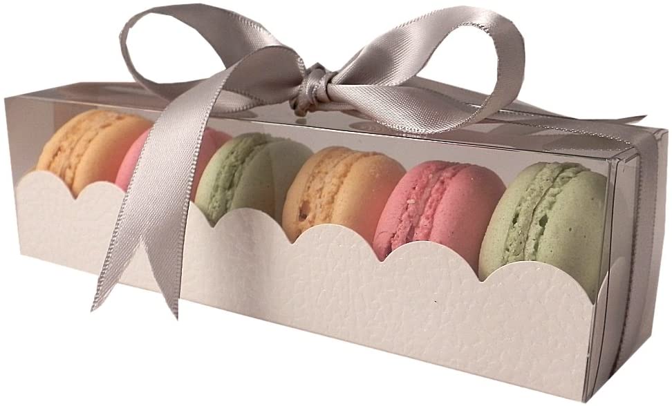 Cardboard macaron boxes with window packaging at wholesale rate