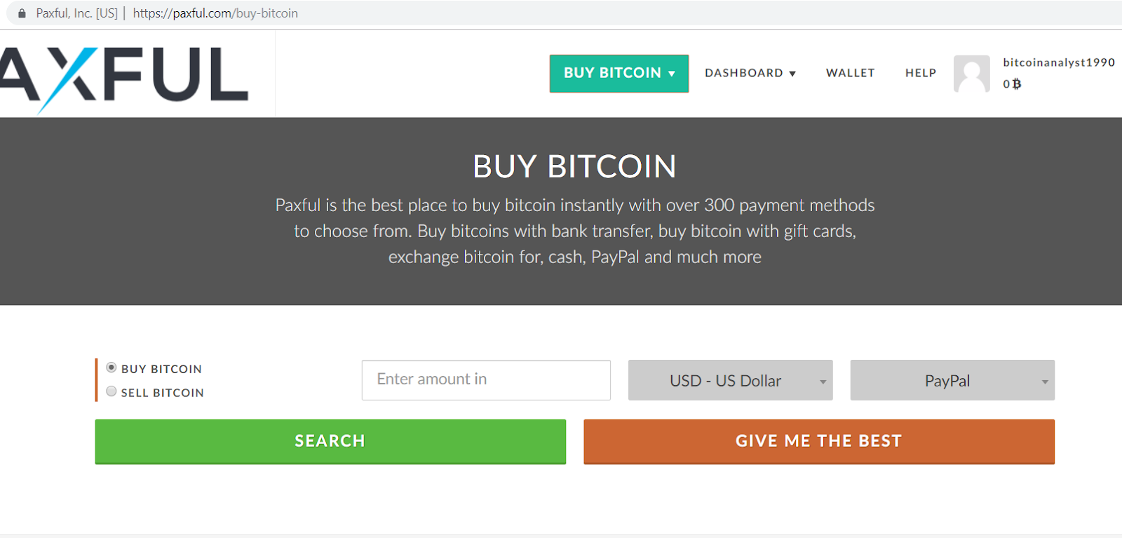 Paxful buy bitcoin form.