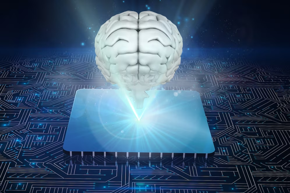 Neuralink: ilustração de um cérebro sobre um chip 