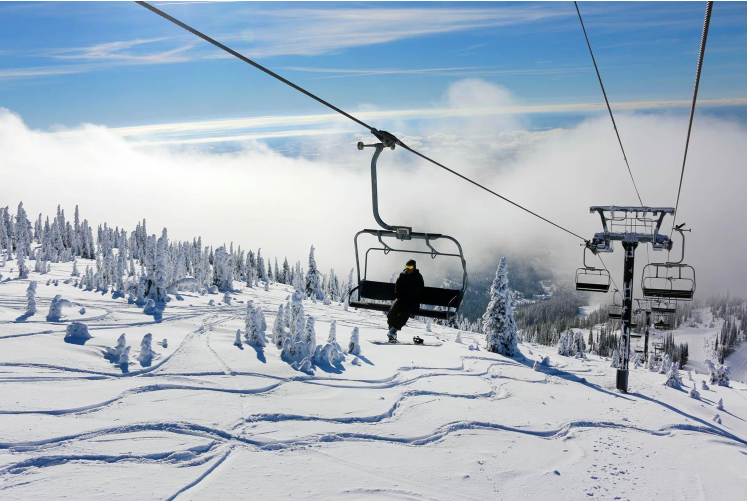 A person sitting on a chair on a ski lift

Description automatically generated with low confidence