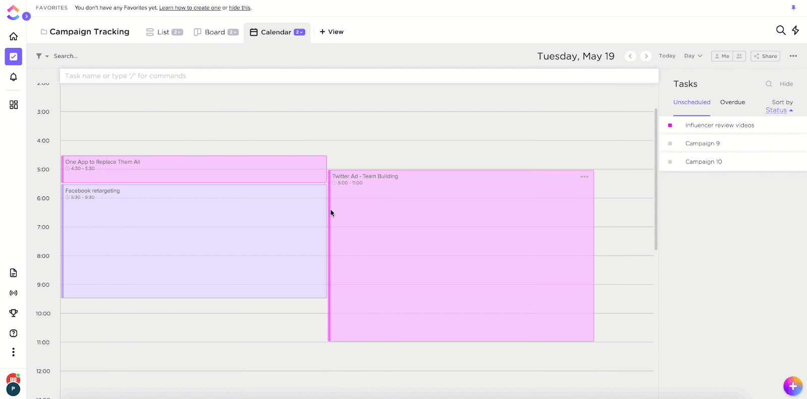 clickup task scheduling