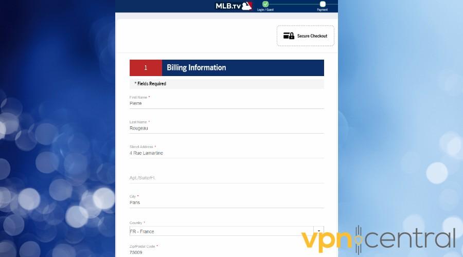 mlb.tv billing information form