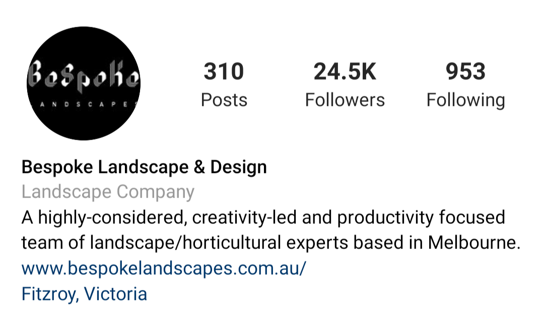 Landscape Design Company Instagram Bio Example