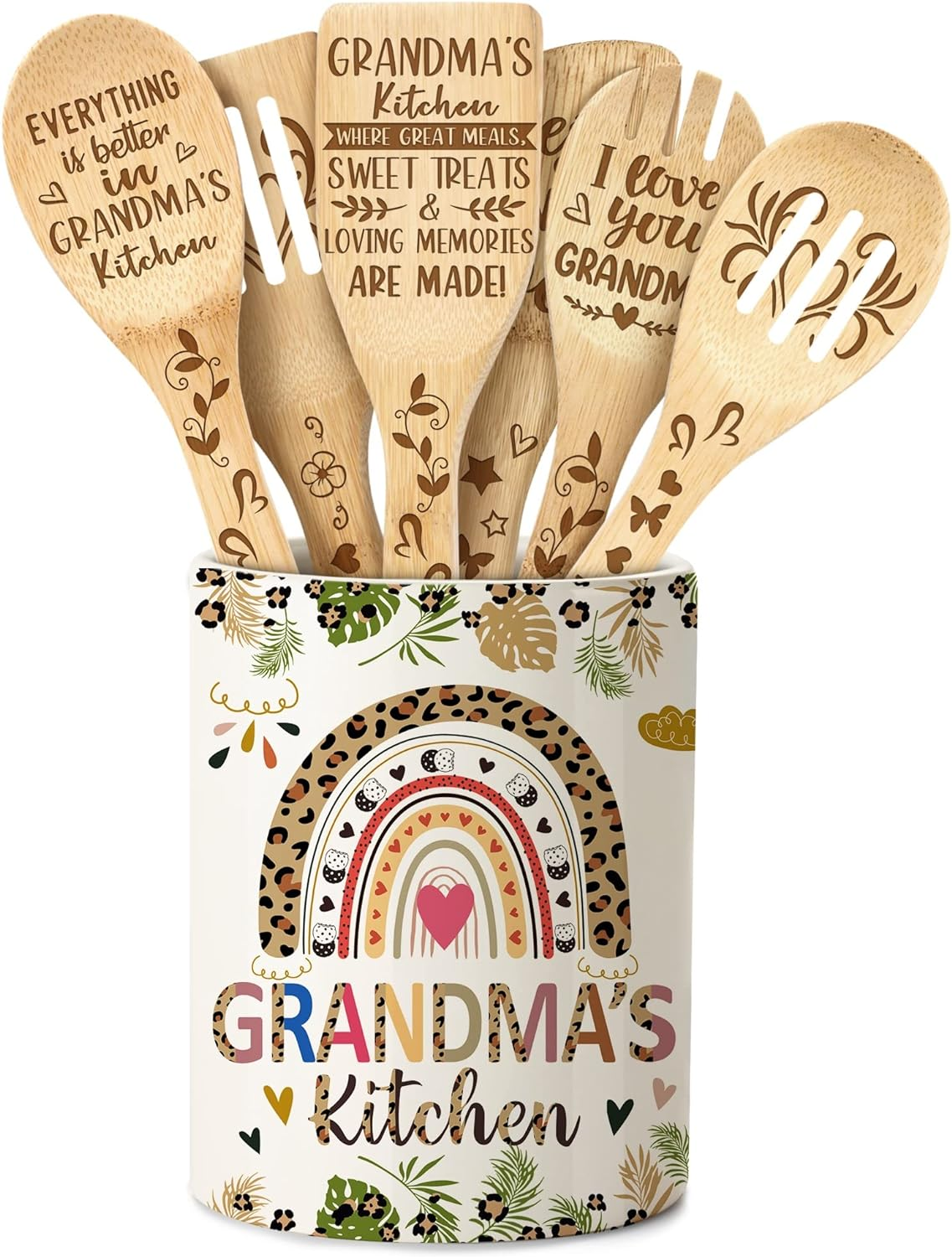 cute kitchen spoons in grandma themed container