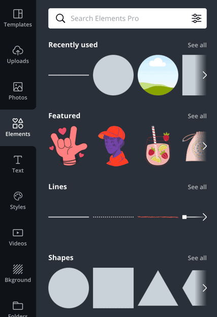 Canva Elements -Access to icons, shapes, and stickers