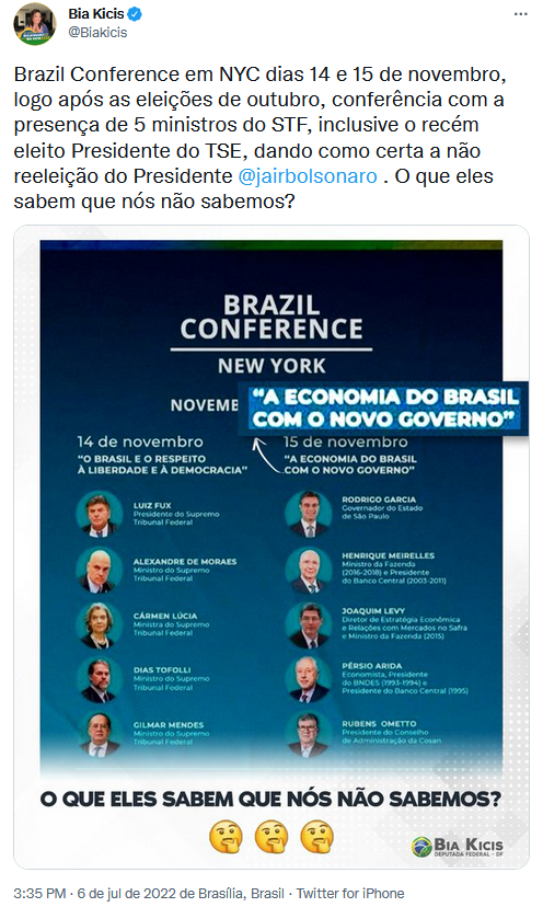 Fux repudia tentativa de Bolsonaro de 'colocar em xeque' eleições