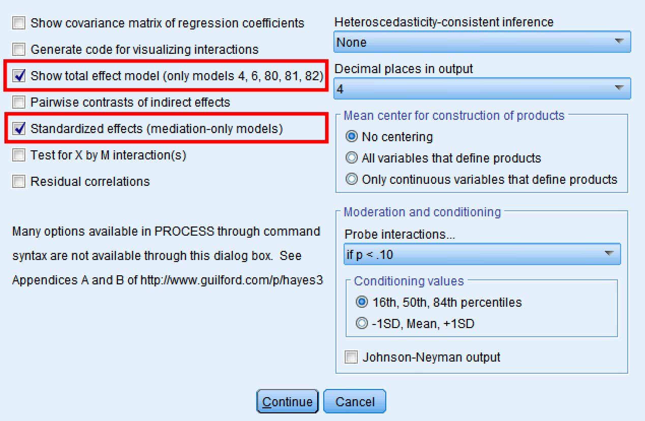 Options for mediation analysis in SPSS using PROCESS macro. Source: uedufy.com
