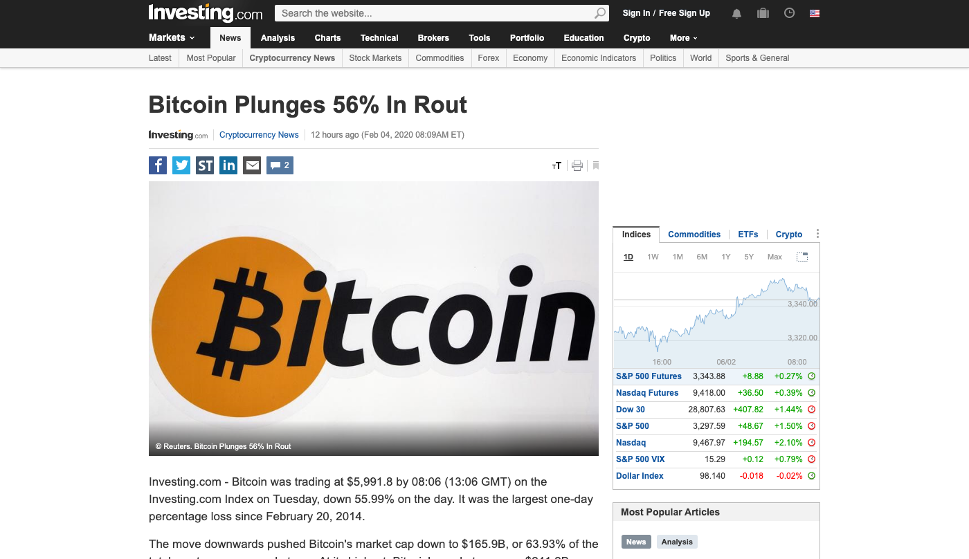 Screengrab of the deleted article on Investing.com