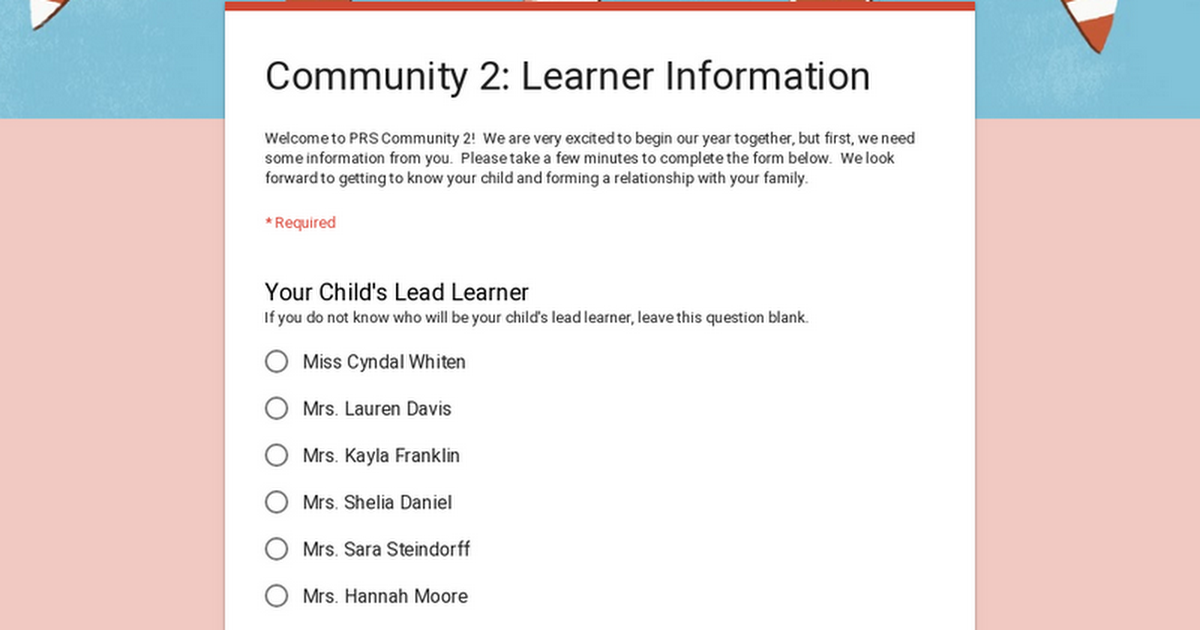 Community 2:  Learner Information