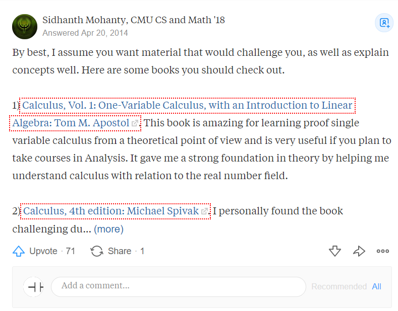 Quora textbook recommendation, this is what we will use to study better