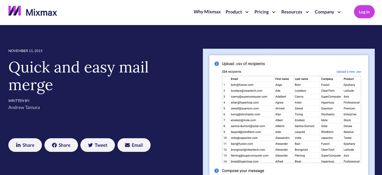 Best mass email service 6: Mixmax website screenshot