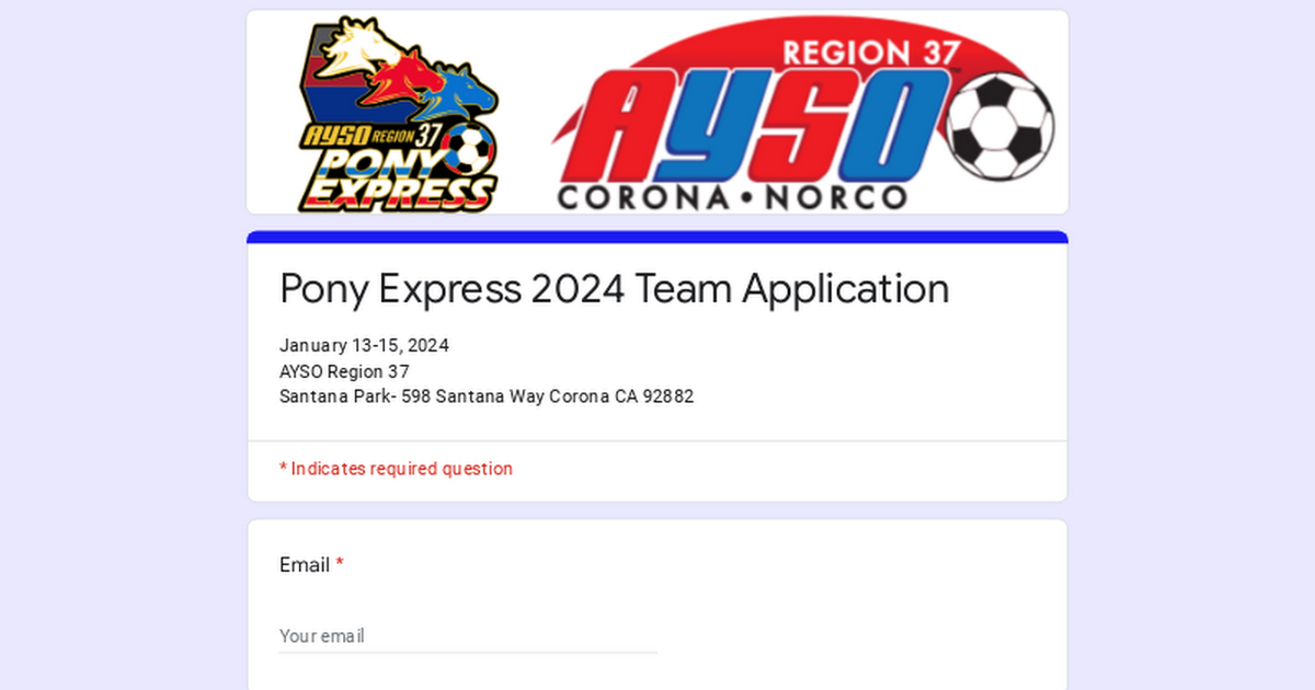 Pony Express 2024 Team Application
