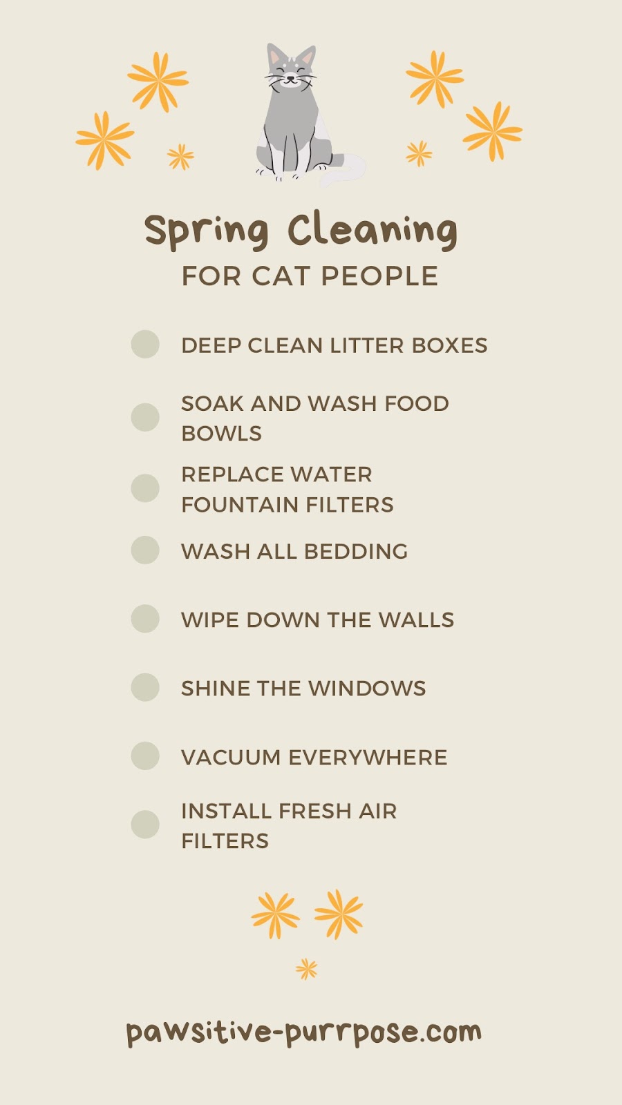 Checklist for spring cleaning for cat people