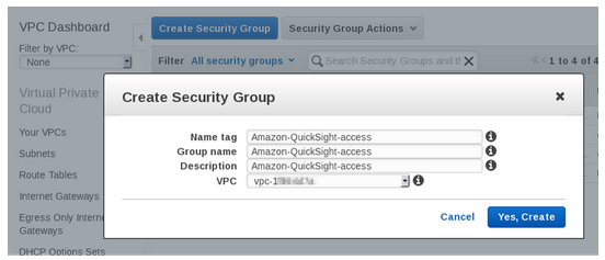 Amazon QuickSight | Manually enabling access to Amazon Redshift Cluster in a VPC