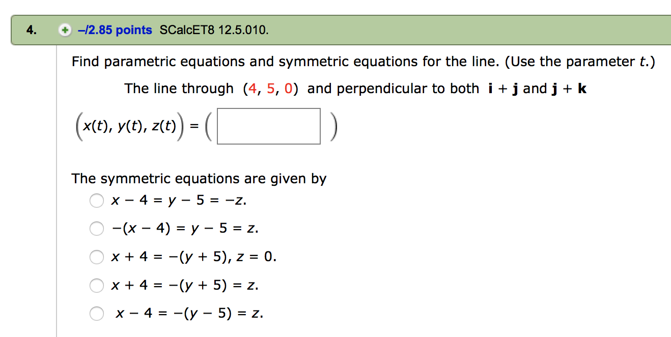 what is parametric and symmetric equations