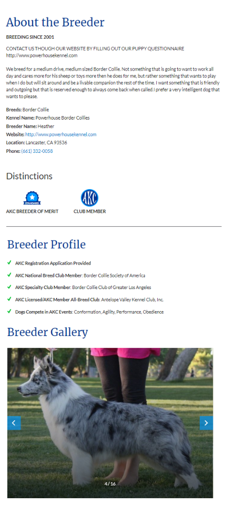 AKC has some of the most robust breeder profiles in the industry.