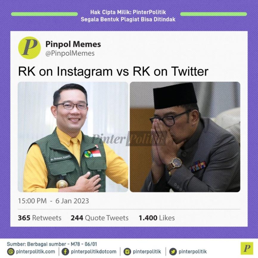 Ridwan Kamil Instagram vs Ridwan Kamil Twitter