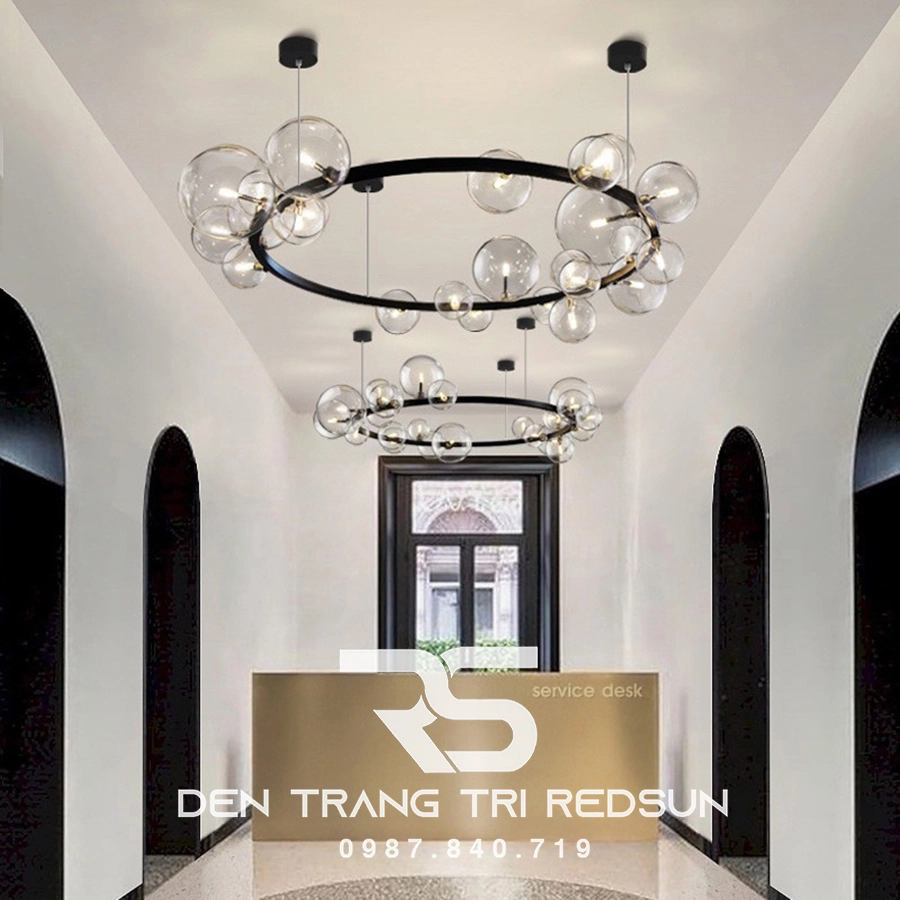Đèn chùm phòng khách chất liệu thủy tinh cao cấp
