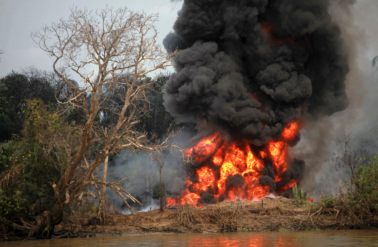 Illegal Crude Oil Refining Sites - Air Pollution in Port-Harcourt Nigeria