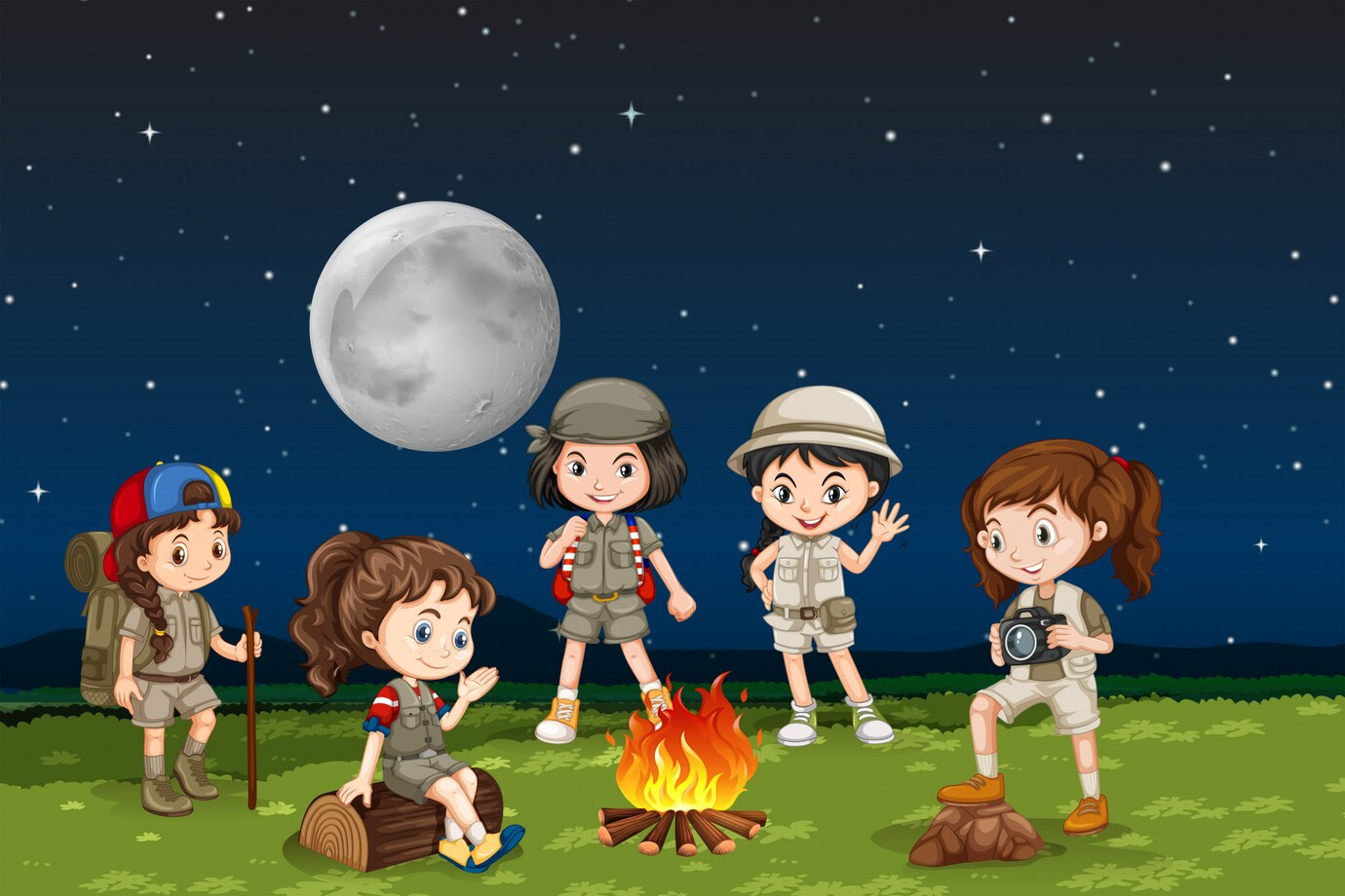 Kids at a campfire