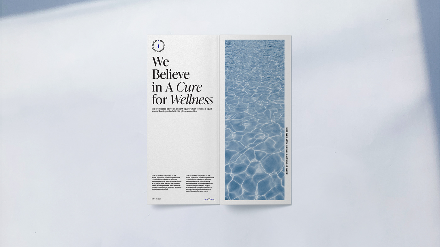 blue branding  brochure Health health centre hydrotherapy Identity Design Liquid Spa water