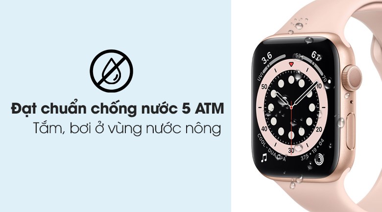 Apple Watch S6 LTE 40mm viền nhôm dây cao su hồng đạt chuẩn chống nước 5 ATM