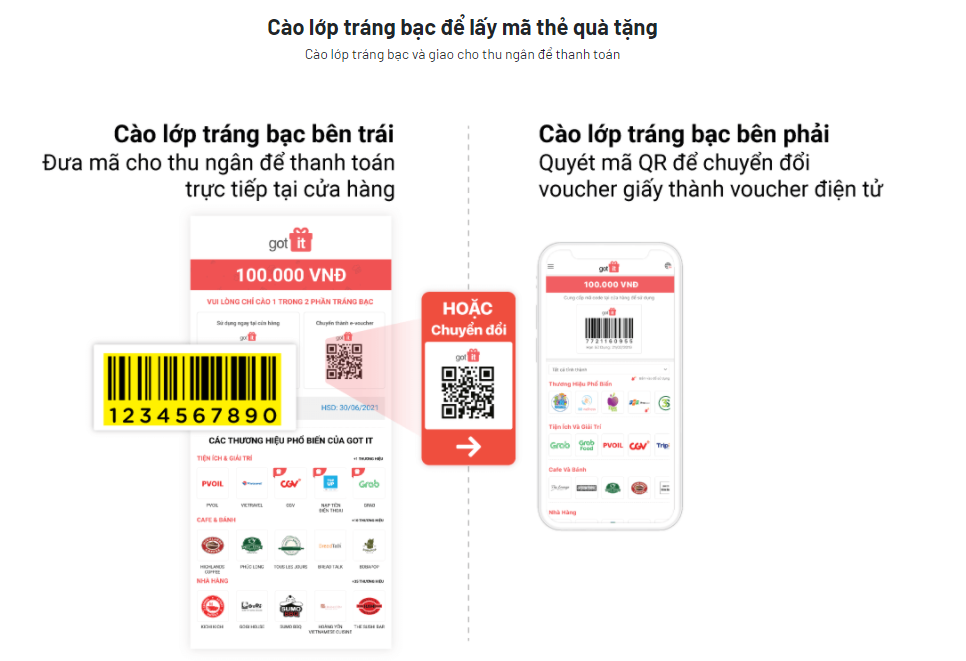 Sử dụng phiếu giảm giá got it
