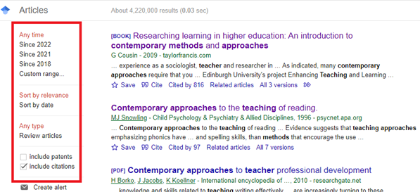 google scholar advance search