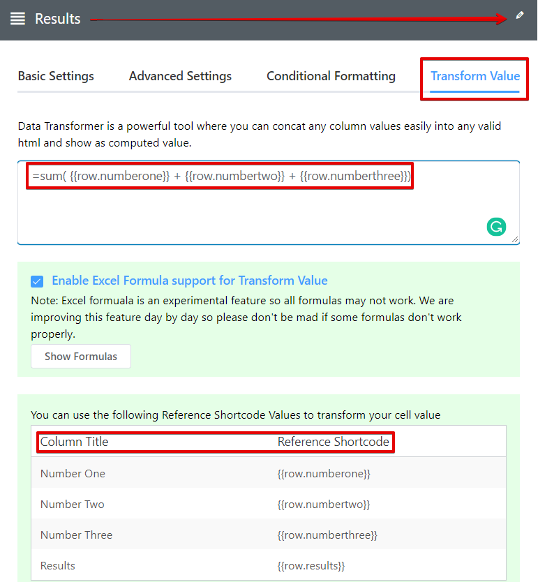 row/column calculation function for WordPress tables